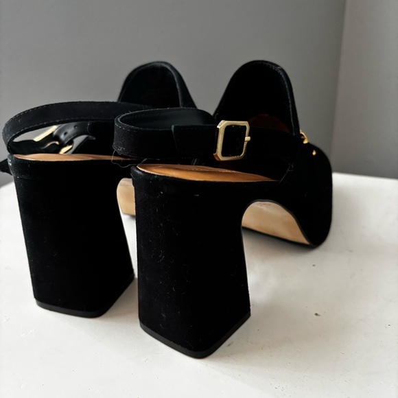 Bernardo Napa Platform Sling-Back Black Kid Suede Shoes Made in Brazil Size 7.5 - Picture 6 of 8